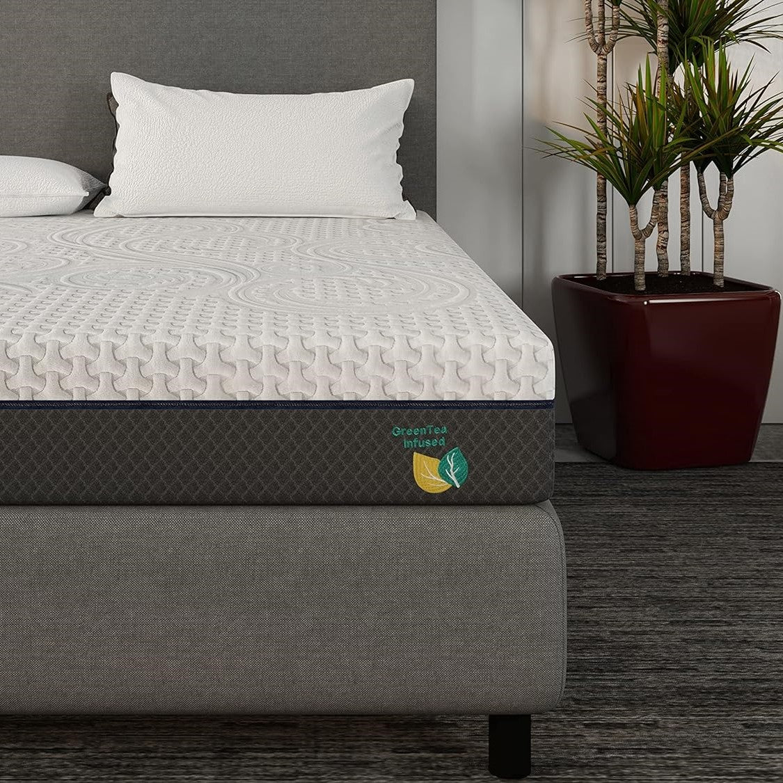 Scarnatti 18 cm Cool Gel Memory Foam Mattress - 180 x 200, 7-Zone Viscoelastic & Cold Foam Mattress, Enriched with Green Tea & Bamboo Charcoal, Zero Partner Disturbance, 2-in-1