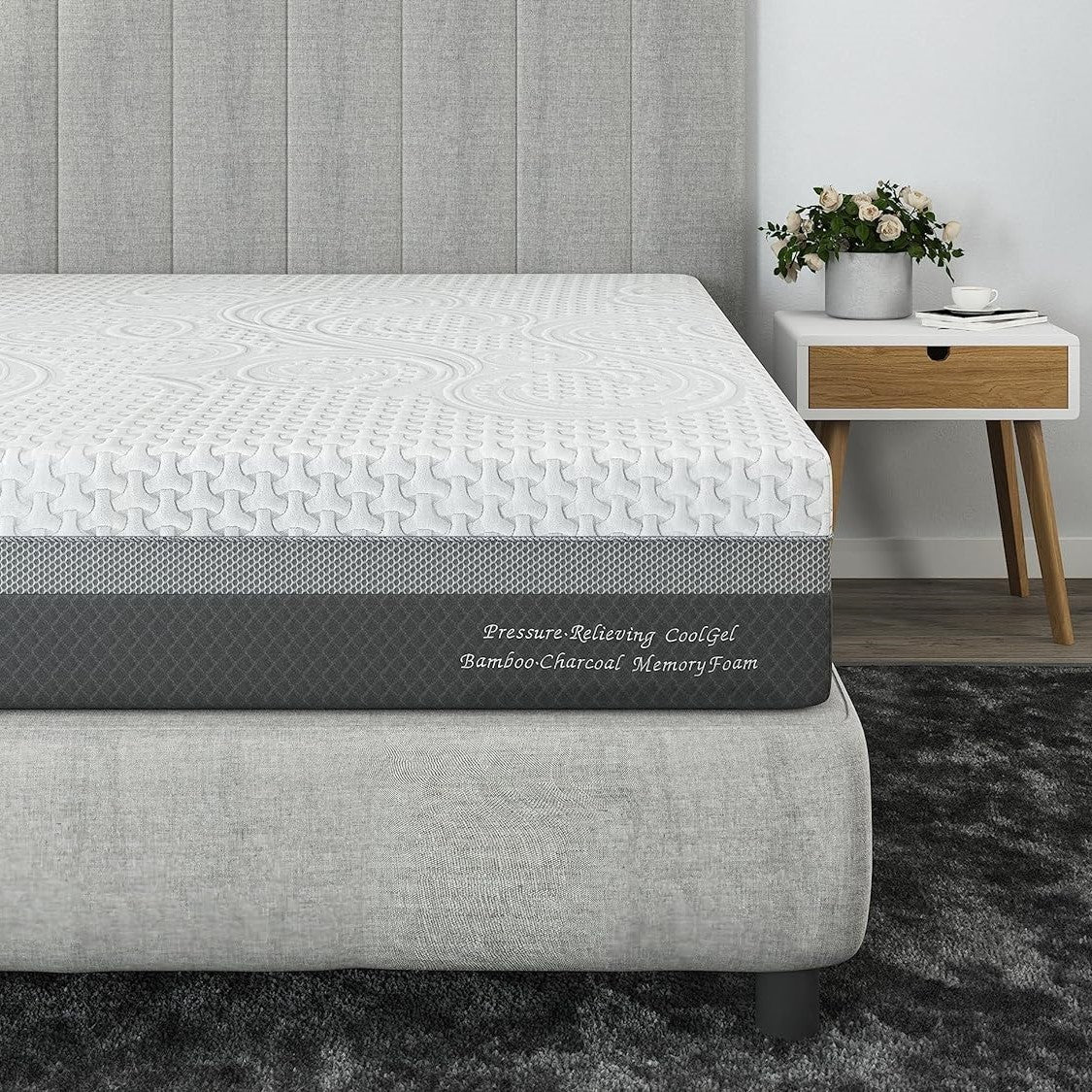 Scarnatti 27 cm Cool Gel Memory Foam Mattress - 180 x 200, 7-Zone Viscoelastic & Cold Foam Mattress, Enriched with Green Tea & Bamboo Charcoal, Zero Partner Disturbance
