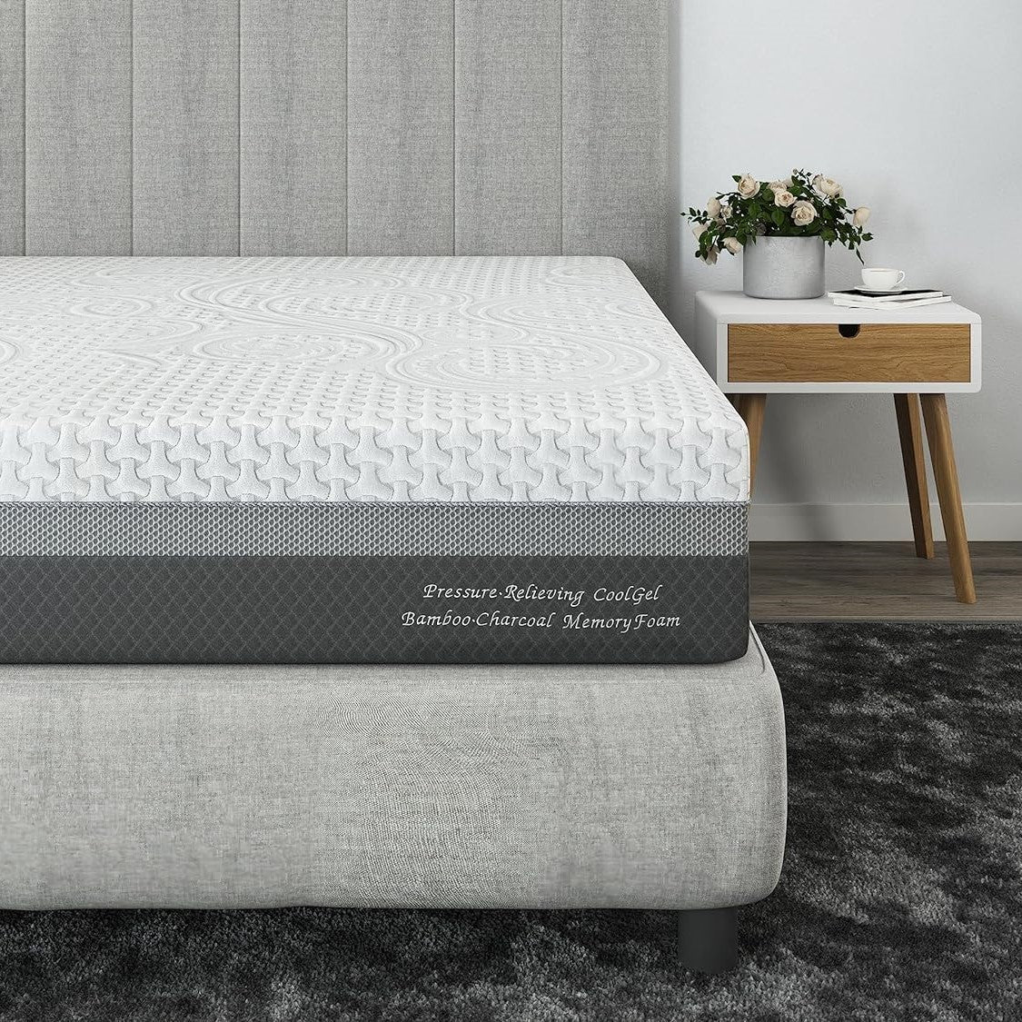 Scarnatti 27 cm Cool Gel Memory Foam Mattress - 160 x 200, 7-Zone Viscoelastic & Cold Foam Mattress, Enriched with Green Tea & Bamboo Charcoal, Zero Partner Disturbance