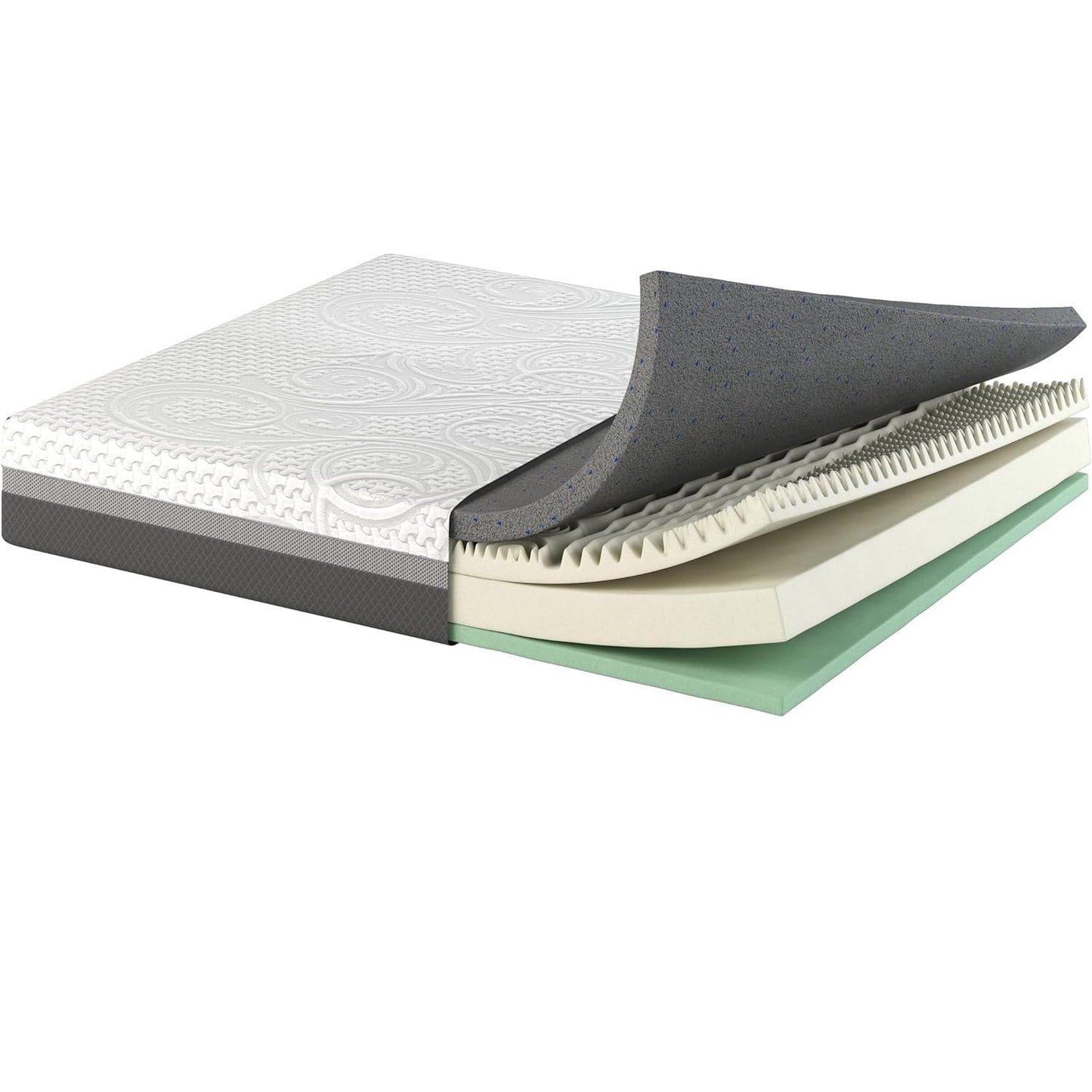 Scarnatti 27 cm Cool Gel Memory Foam Mattress - 160 x 200, 7-Zone Viscoelastic & Cold Foam Mattress, Enriched with Green Tea & Bamboo Charcoal, Zero Partner Disturbance