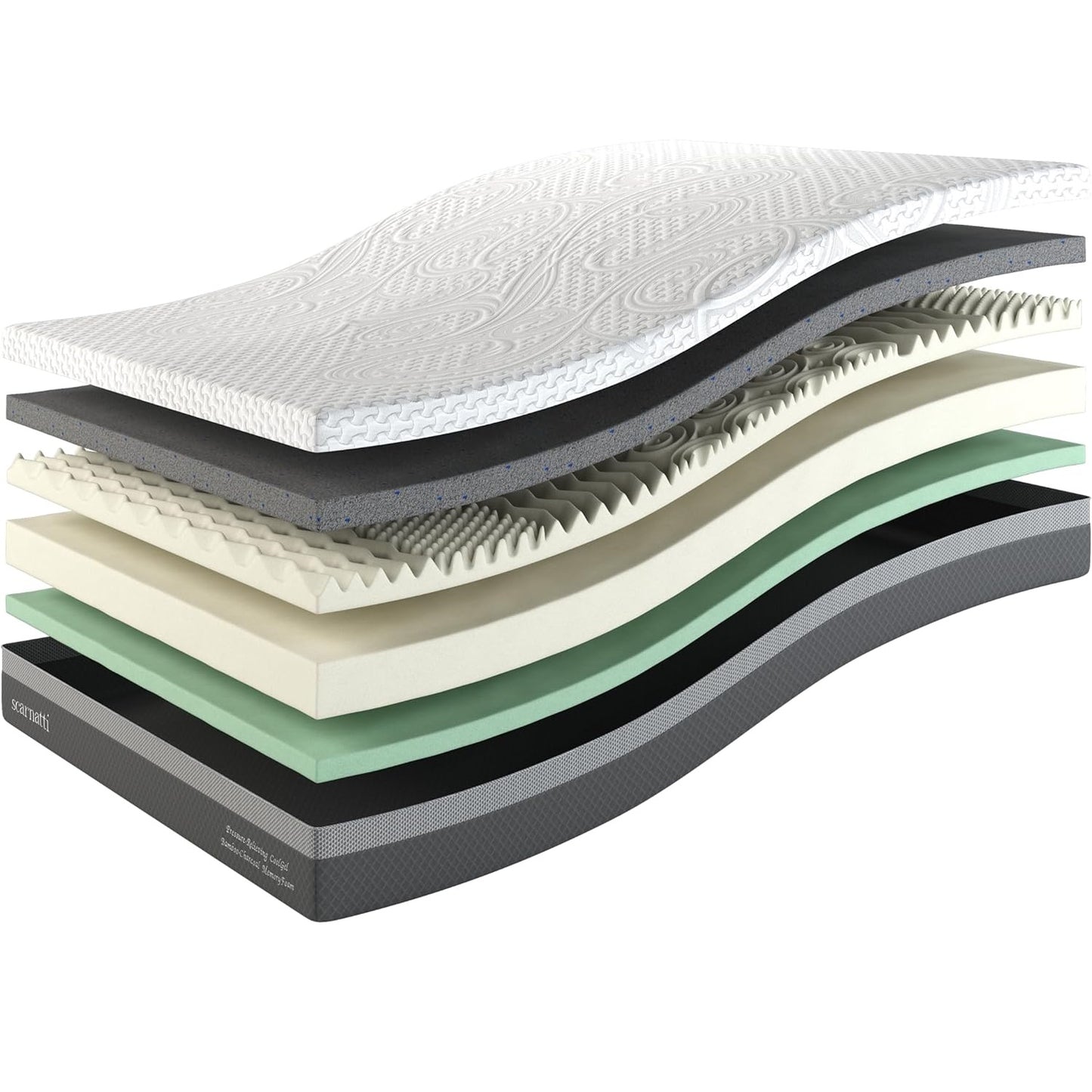 Scarnatti 27 cm Cool Gel Memory Foam Mattress - 90 x 200, 7-Zone Viscoelastic & Cold Foam Mattress, Enriched with Green Tea & Bamboo Charcoal, Zero Partner Disturbance