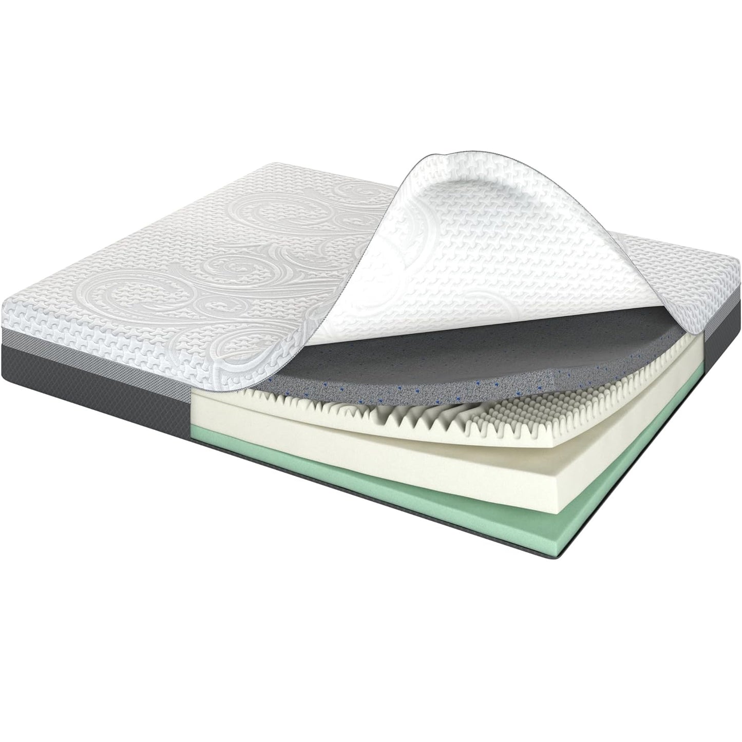 Scarnatti 27 cm Cool Gel Memory Foam Mattress - 160 x 200, 7-Zone Viscoelastic & Cold Foam Mattress, Enriched with Green Tea & Bamboo Charcoal, Zero Partner Disturbance