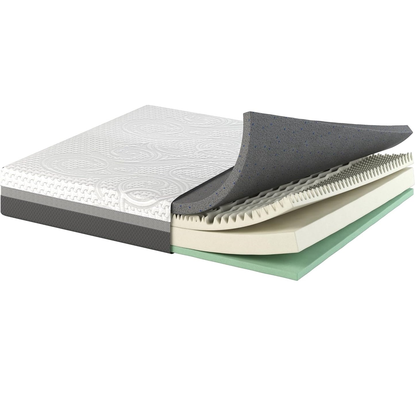 Scarnatti 27 cm Cool Gel Memory Foam Mattress - 180 x 200, 7-Zone Viscoelastic & Cold Foam Mattress, Enriched with Green Tea & Bamboo Charcoal, Zero Partner Disturbance