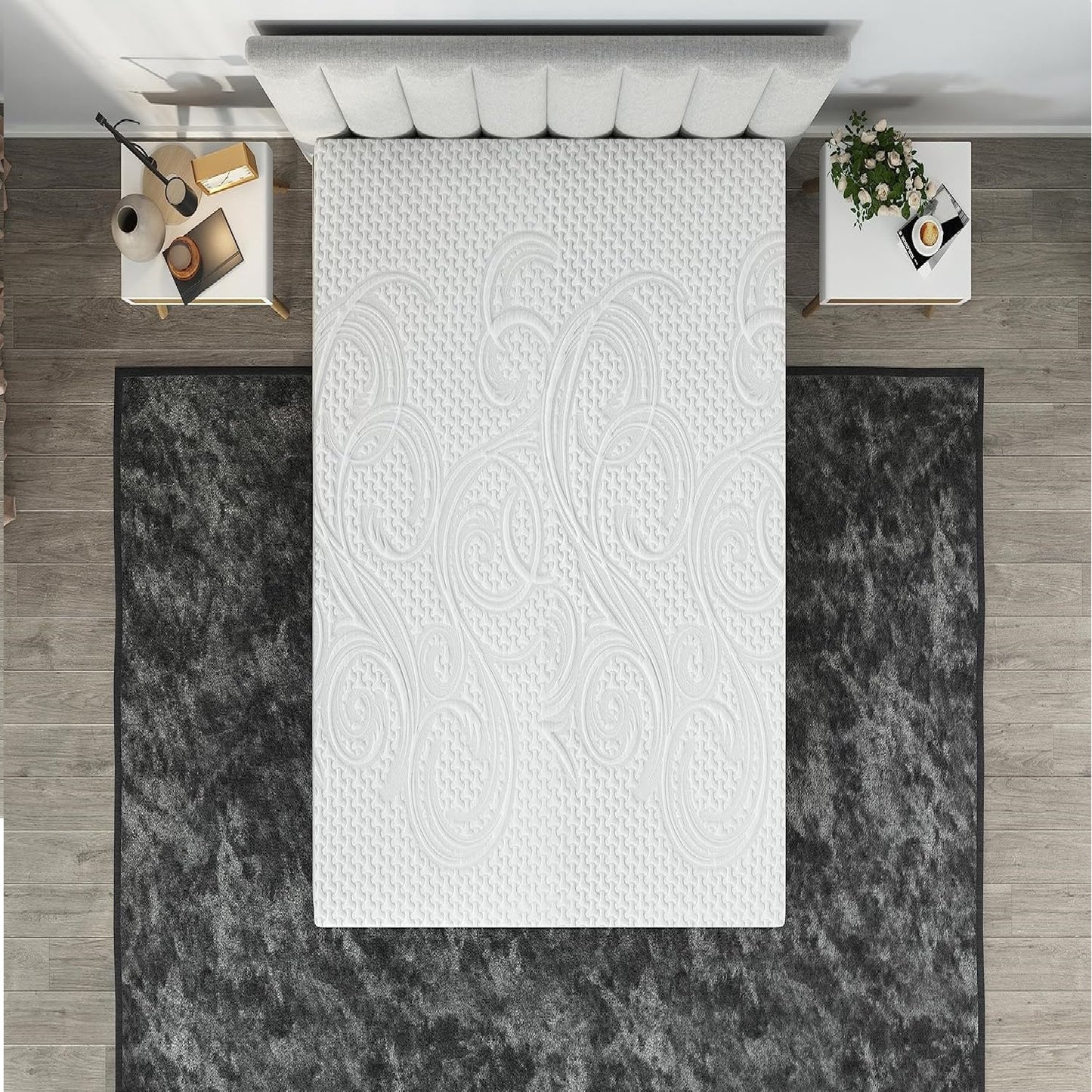 Scarnatti 27 cm Cool Gel Memory Foam Mattress - 90 x 200, 7-Zone Viscoelastic & Cold Foam Mattress, Enriched with Green Tea & Bamboo Charcoal, Zero Partner Disturbance