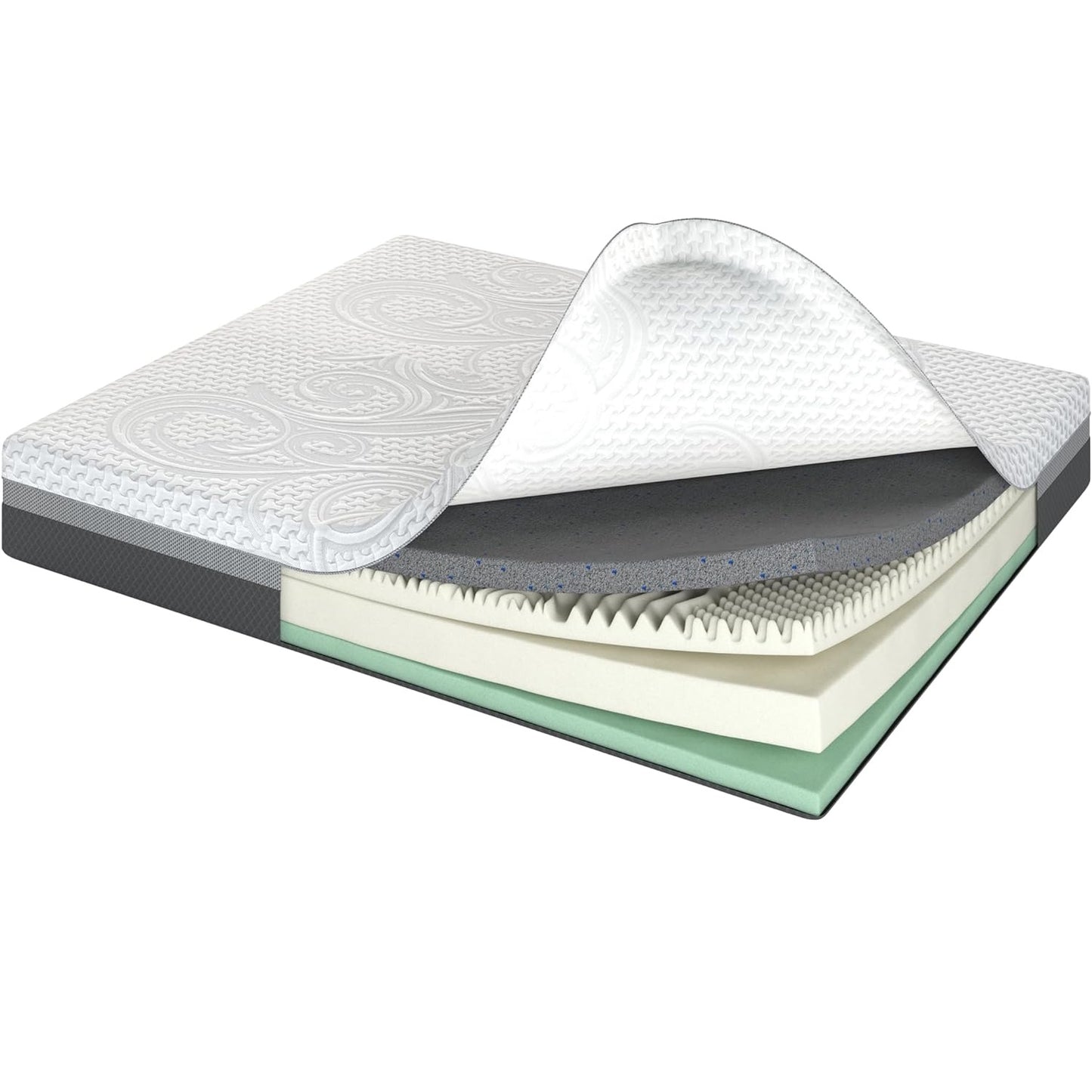 Scarnatti 27 cm Cool Gel Memory Foam Mattress - 180 x 200, 7-Zone Viscoelastic & Cold Foam Mattress, Enriched with Green Tea & Bamboo Charcoal, Zero Partner Disturbance