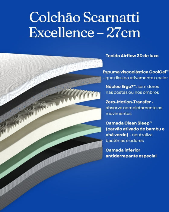 Colchão de Espuma de Memória e Gel Scarnatti Excellence – 27 cm